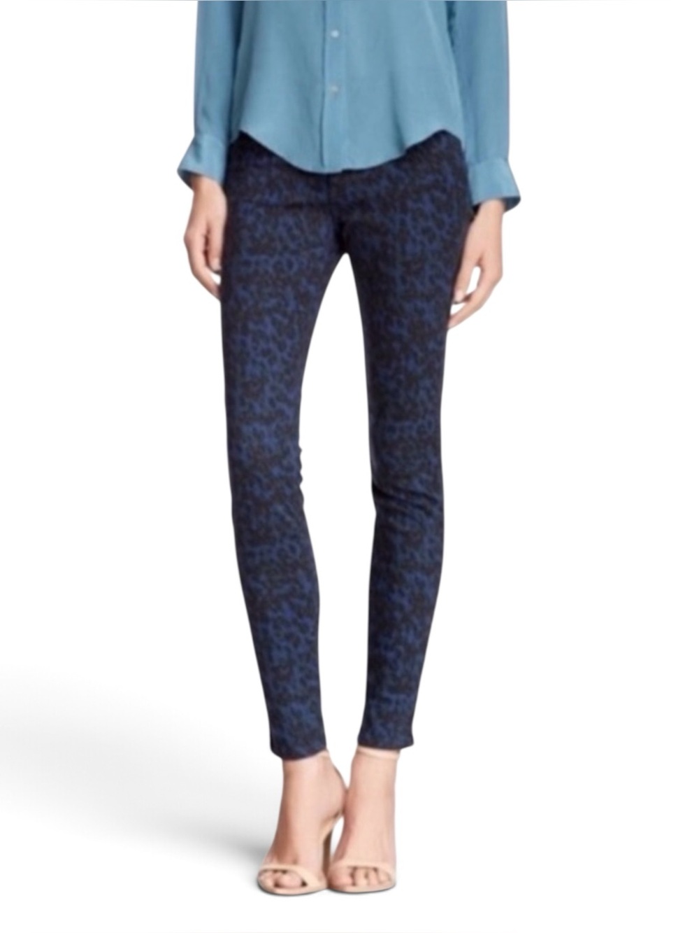 NEW Joe’s Wild Skinny Leopard Coated Jeans Blue Black Green Womens Size 32 NWT